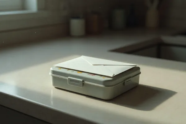 A sealed envelope resting on a child's lunchbox, a reminder not to make children carry messages between parents